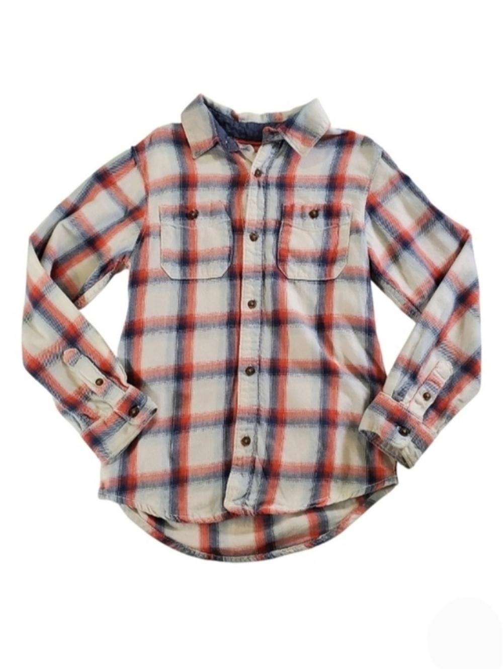 K1178 * Carter's Boys Plaid Flannel Long Sleeve Red White Blue Size 7